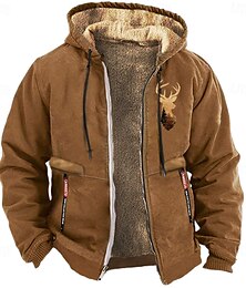 abordables -Hombre Cowboy Venados Sudadera Manga Larga Sudaderas Con Capucha Vintage estilo occidental Vacaciones Ropa de calle Otoño invierno Negro Marrón Verde Trébol Ropa Diseñador Impresión gráfica S M L XL