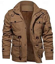economico -Per uomo Giacca invernale Giacca in pile Giacca sportiva Giornaliero Da mare Tenere al caldo Tasche Vello Autunno inverno Liscio Di tendenza Streetwear Con cappuccio Standard Nero Verde Cachi Giacca