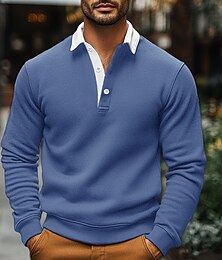 economico -Per uomo Felpa Felpa Polo Nero Blu marino Blu Marrone Cachi Collo a polo Liscio Tasche Sportivo Giornaliero Per eventi Streetwear Fantastico Informale Primavera & Autunno Abbigliamento Felpe con