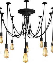 abordables -Lampe suspendue à LED blanc chaud 6/10/14 têtes rétro Edison multi-réglable bricolage plafonnier araignée moderne chic industriel pour salon chambre 110-240v