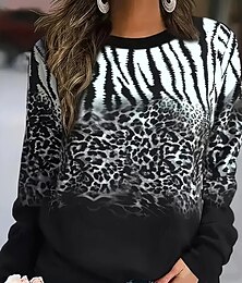 baratos -moletom feminino leopardo streetwear estampa casual gola redonda manga longa microelástico outono inverno confortável respirável tecido macio