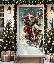 economico -decorazioni natalizie per porte copriporta motore di natale babbo natale arazzo per porta tenda per porta decorazione sfondo striscione per porta d'ingresso fattoria decorazioni per feste forniture