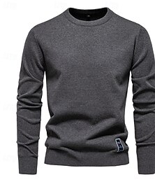abordables -Suéter de punto con cuello redondo de algodón sólido para hombre, suéter clásico de moda informal para hombre
