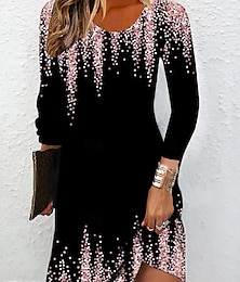 halpa -Naisten Maxi Mekko Suihkumekko Pieni Mekko T-Paita Mekko Tee Mekko Aurinkomekko Elegantti Tyylikäs Loma Katu Rento Tavallinen Istuvuus Kukallinen Pitkä Hihainen Pyöreä Kaula-aukko Vaaleanpunainen Kesä