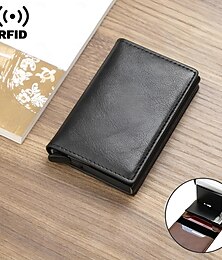 رخيصةأون -محفظة بطاقات ائتمانية بنكية محمية من حجب RFID، محفظة نقود صغيرة رفيعة من الجلد السحري للرجال من العلامة التجارية الفاخرة