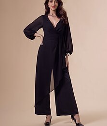 abordables -combinaison asymétrique à jambes larges et décolleté en V profond
