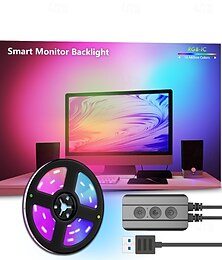 abordables -Bande de rétroéclairage pour moniteur intelligent, bande lumineuse LED couleur de rêve adressable RVB se synchronise avec l'affichage de l'écran pour ordinateur et téléviseur, éclairage d'ambiance