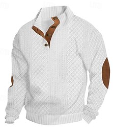 economico -Per uomo Maglia Nero Bianco Verde militare Cachi Grigio Colletto Mao Blocco di colori Patchwork A coste Testurizzato Sport & Outdoor Quotidiano Ferie Poliestere Testurizzato Streetwear Essenziale