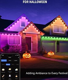 economico -Luci Eave RGBIC Waterproof Smart LED Tuya WiFi Luci Stringa Esterne Permanente Disponibili in 10M 20LEDs 15M 30LEDs 30M 60LEDs e 45M 90LEDs