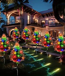 abordables -Lampe de pelouse à LED alimentée par l'énergie solaire - piquet multicolore pour allée de jardin, patio, extérieur et décoration de paysage de vacances du nouvel an 1/2 pièces