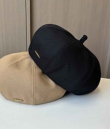 billige -Hatter polyester Baret Hat Fedora Solhatt Valentinsdag Bursdag Avslappet Ferie Te Fest Elegant Årgang Enkel Med Sløyfer Ren Farge Hodeplagg Hodeplagg