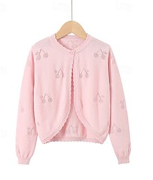 economico -Bambino Da ragazza Cardigan Tinta unica Scuola Manica lunga Giornaliero 4 anni + Autunno Bianco Giallo Rosa
