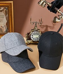 abordables -Hombre Gorra de Béisbol Sombrero para el sol Sombrero del camionero Negro Gris Ligero Poliéster Moda Casual Calle Diario Color sólido Mantiene abrigado Forro Polar Ajustable Resistente al Viento