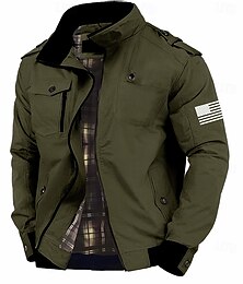 economico -Per uomo Pop art Bandiera americana degli Stati Uniti Giubbotto Cappotto Compatto Tenere al caldo comodo Informale Sportivo Campeggio e hiking Tasche laterali Zip frontale Autunno Inverno Colletto Mao