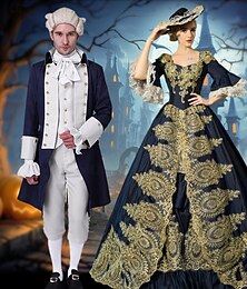 abordables -Princesse Prince Gentleman Halloween Chemise Trench-coat Gilet Couples Rétro Vintage Rococo Victorienne Adulte Homme Femmes Halloween Carnaval Mascarade Performance Soirée Déguisements d'Halloween