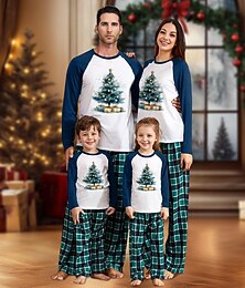 halpa -Joulukuuset Perhe-joulupukki Yöasut Miesten Naisten Poikien Tyttöjen Perheeseen sopivat asut Makea Skottiruutukuvio Kuvio Aikuiset Lasten Joulu Uusi vuosi jouluaatto Joulu Loma Koti vaatteet Toppi