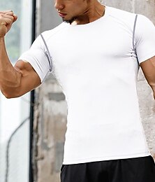 economico -Per uomo T-shirt Compressione Maglia Atletica Maglia da palestra Camicia fitness Manica corta Maglietta Informale Athleisure Traspirante Asciugatura rapida Compressione Allenamento in palestra Corsa