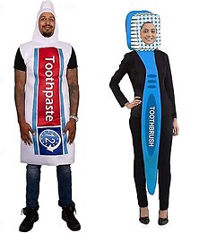 abordables -dentifrice Brosse à Dent Costume de Carnaval Costume de cosplay Costumes Amusants Costumes de Groupe Familial pour Halloween Adulte Homme Femmes Unisexe Cosplay Déguisement drôle Soirée Mascarade