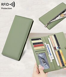 abordables -Portefeuille long ultra-mince pliable en cuir PU portable bloquant les RFID avec plusieurs emplacements pour cartes et chéquier &titulaires de cartes de crédit
