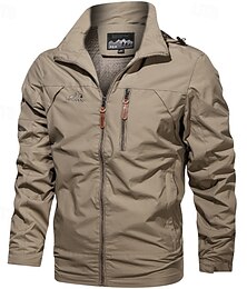 abordables -Hombre Chaqueta para senderismo Al aire libre Resistente al Viento Resistente al Agua Chaqueta ligera Chaqueta cortavientos Viaje Negro Verde Ejército Caqui Azul Oscuro Gris