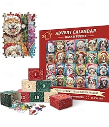 ieftine -Calendar de Advent de Crăciun 2025 puzzle-uri de 1000 de piese pentru câini/pisici Calendar de numărătoare inversă de 24 de zile cadou de Crăciun puzzle-uri amuzante pentru iubitorii de câini/pisici