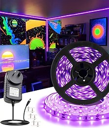 economico -uv black light led strip light 16.4ft 5m flessibile 395-405nm 2835smd 8mm flessibile dc12v per indoor dance party illuminazione del palcoscenico vernice per il corpo