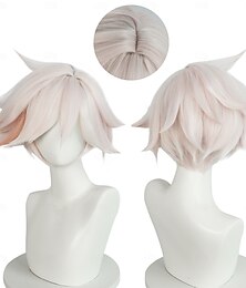 economico -parrucche cosplay polvere d'angelo corte lisce resistenti al calore capelli sintetici costumi di carnevale parrucca
