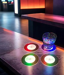 economico -sottobicchiere da cocktail a led sottobicchiere da cocktail a led ultra sottile rotondo sottobicchiere luminoso antiscivolo e impermeabile sottobicchieri trasparenti per bevande alla birra per club, feste, matrimoni, natale 1 pz