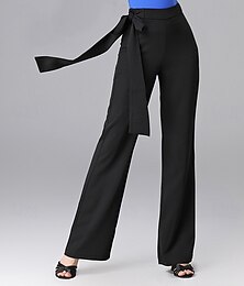 abordables -Danse latine Pantalon Noeud Couleur Pure Fantaisie Femme Utilisation Entraînement Taille haute Polyester