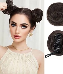 economico -Chignon Chignon Con clip Capelli sintetici Pezzo di capelli Estensione capelli Ondulato Feste Giornaliero Da tutti i giorni Biondo platino Marrone Biondo scuro