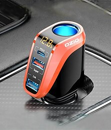 preiswerte -12/24 V Auto-Zigarettenanzünder-Ladegerät, universelles Schnellladegerät, 66 W QC3.0, USB, PD20 W, Typ-C, Steckdosenadapter 4-in-1 mit LCD-Display für Fahrer, RTV, SUV, MPV