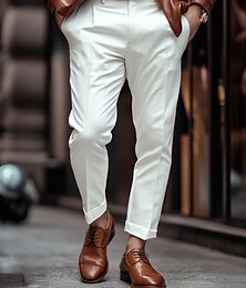 economico -Per uomo pantaloni della tuta Pantaloni Pantaloni con pieghe Pantaloni da completo Cerniera Bottoni Tasche Liscio Comfort Traspirante Lunghezza intera Matrimonio Attività commerciale Informale Di