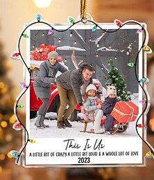 baratos -Ornamentos de Foto de Natal Personalizados Polaroid de Família e Amigos Moldura de Imagem Acrílica 2D Decoração de Árvore de Natal Pendentes para Presentes