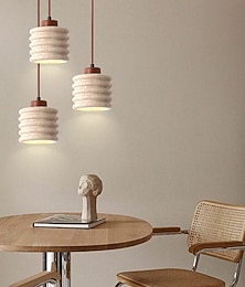 economico -lampada a sospensione a led bianco caldo 1/2/3 luci stile nordico singolo paralume in pietra decorazione d'interni e26/e27 lampade a sospensione a corda regolabili per sala da pranzo camera da letto