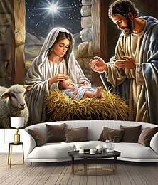 ieftine -decorațiuni de Crăciun scena nașterii tapiserie agățată artă de perete tapiserie mare decor mural fotografie fundal pătură perdea acasă dormitor sufragerie