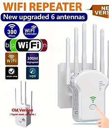economico -estensore wifi amplificatore wifi 6 volte più potente Wi-Fi da 300 Mbps 2.485 ghz dual band forte penetrazione del segnale Wi-Fi 35 dispositivi 4 modalità Impostazioni con 1 tocco 6 antenne Supporto