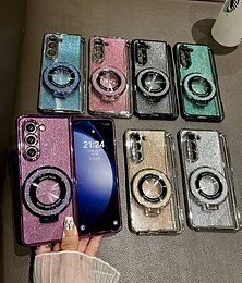 economico -telefono Custodia Per Piegatura a Z 7 Z Fold 6 Z Fold 5 Z Fold 4 Z Fold 3 Copertura Posteriore con Supporto Supporta la Ricarica Wireless Glitter scintillanti Retrò TPU Placcatura