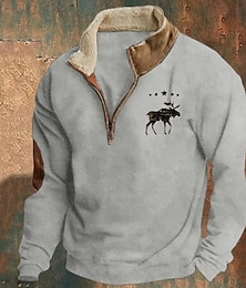 abordables -Hombre Sudadera Sudadera con un cuarto de cremallera Negro Azul Marino Marrón Gris Media cremallera Bloque de color Vaca Retazos Deporte Diario Festivos Poliéster Vintage Básico Casual Otoño invierno