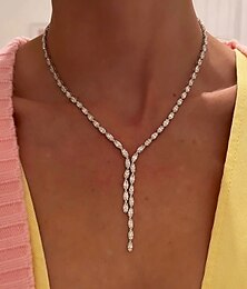 abordables -Collier Strass Femme Elégant simple Classique Mariage En forme de Y Colliers Tendance Pour Mariage Soirée