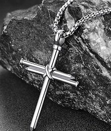 economico -collana con croce in acciaio inossidabile per uomo – ciondolo religioso con design per unghie e catena