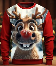 お買い得  -クリスマス 男性用 3Dプリント 3D ３Ｄカトゥーン スウェットシャツ スウェットシャツ 長袖 トレーナー クルーネック 3D おかしい 3Dプリント クリスマス バケーション パーティー クルーネック 3Dプリント 3D 冬 春 & 秋