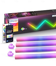 זול -אור חכם LED RGBIC 3D קיר מתקדם עבור משחקים ולסלון מלבני  נורות אורות לסנכרון מוסיקה מעוצבות מותאמות עובדות עם אלקסה וגוגל אסיסטנט