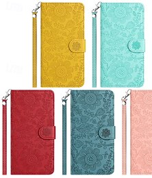 abordables -teléfono Funda Para Samsung galaxia S25 S24 S24 FE S23 S22 S21 ultra plus A55 5G A35 5G A25 A15 Tarjetas billetera con correa de muñeca Caballete Caliente flor floral TPU Cuero de PU
