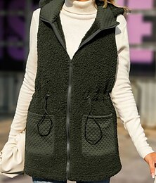 abordables -Mujer Chaleco polar Abrigo de peluche Mantiene abrigado Transpirable Cremallera Bolsillo Forrado con Lana Casual Plano Vacaciones Calle Ropa Cotidiana Noche Cremallera Regular Sudadera Ajuste regular