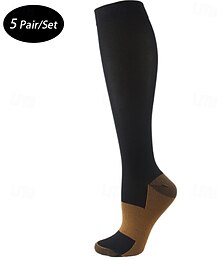 economico -5 Paia Per uomo Calze a compressione Calze da escursionismo Traspirante Morbido Elastico Confortevole Esterno Patchwork Poliestere Nero Bianco Cachi per Caccia Ciclismo / Bici Campeggio