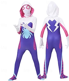 abordables -Araignée Super-héros Gwen Bodys Combinaison intégrale Enfant Adulte Femme Fille Déguisement Sexy Soirée Carnaval Costume de carnaval facile