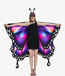 preiswerte -lebendiges Schmetterlingsflügelkostüm für Damen – farbenfrohes Party-Accessoire für Halloween, Cosplay und Festivals