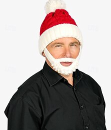 baratos -gorro de malha de papai noel com barba removível - chapéu de inverno de natal engraçado para festas de fim de ano e cosplay festivo