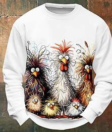 abordables -Halloween Hombre Pollo Sudaderas Sudadera Manga Larga Camisa de entrenamiento Cuello Barco Gracioso Impresión 3d Fiesta Víspera de Todos los Santos Festivos Cuello redondo Invierno Primavera & Otoño