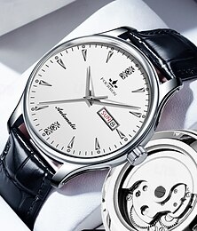 abordables -Reloj de Cuarzo para Hombres Minimalista Deportivo Casual de Negocios Luminous Calendario Fecha Semana Reloj de Cuero Impermeable